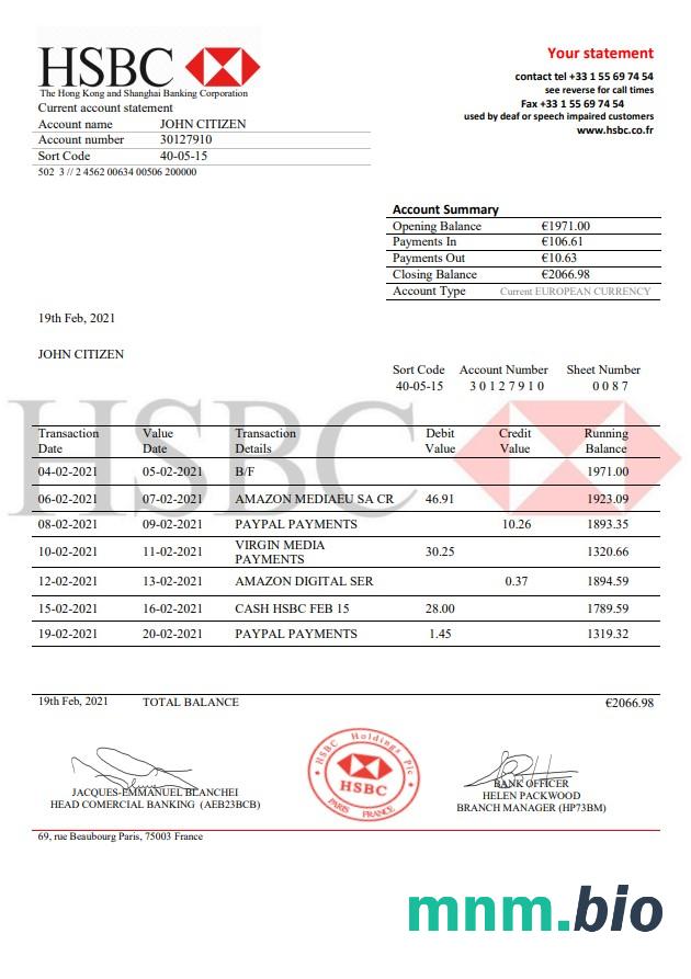 Szablon wyciągu bankowego France Groupe BPCE w programie Word i PDF